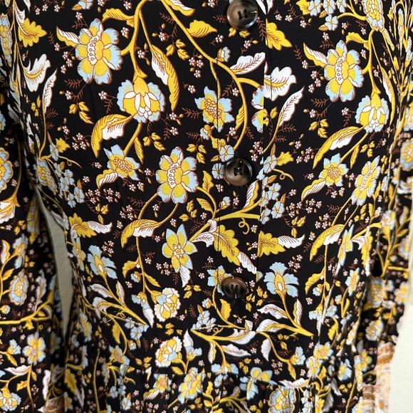 Pretty garden black and yellow boho floral print maxi dress medium - Picture 3 of 7